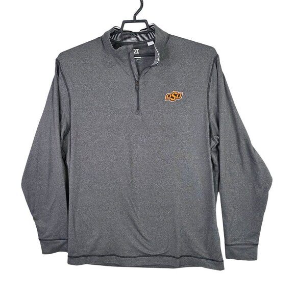 Mens Cutter & Buck Gray Pullover 1/4 Zip Shirt OSU Long Sleeve Mock Neck Size XL - Picture 1 of 8